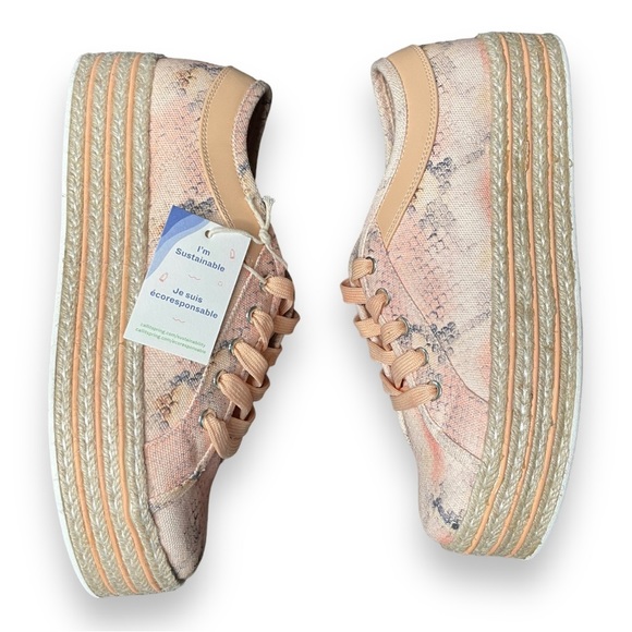 Call It Spring Platform Espadrille Sole Sneakers Orange Snakeskin Print Size 9 - Picture 2 of 8